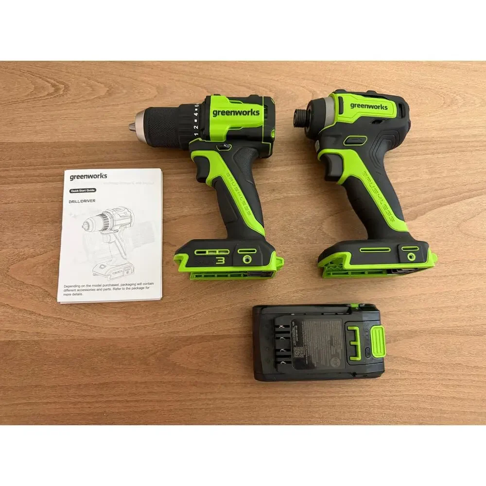 Greenworks 24V Brushless Drill Driver & Impact Driver Set w/ 2.0Ah Battery